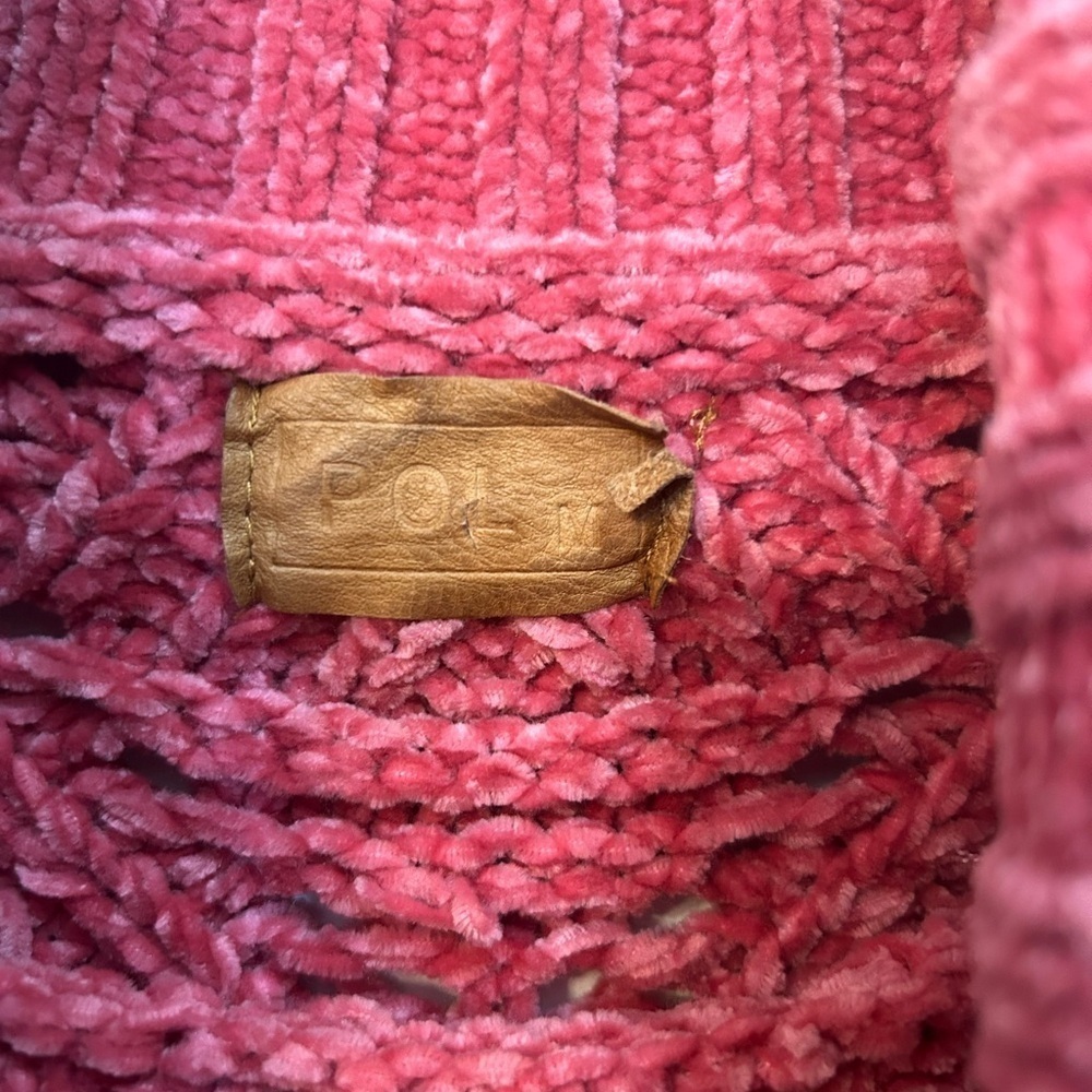 POL Chunky Knit Turtleneck Sweater Women's Medium Pink Cropped Pullover - Picture 6 of 8